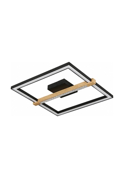 April Siyah 58 Watt Plafonyer Kare Ahşap Desenli Modern Salon Led Avize