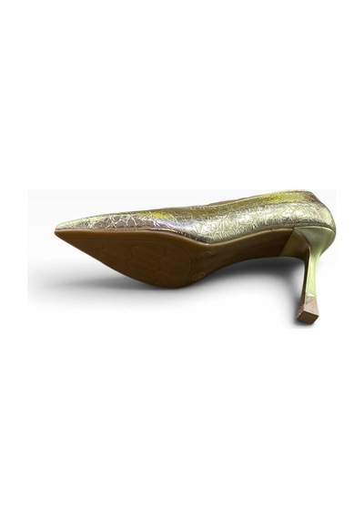 By Doğanrenas Kadın İnce Topuk Çatlak Rugan Suni Deri Stiletto Altın - 942587474 Altın