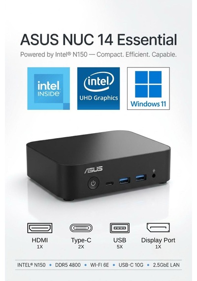 Asus Nuc 14 Essential NUC14MNK150-A14 Intel N150 4 GB 512 GB SSD W11P Mini PC
