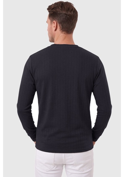 Deepsea Erkek Slim Fit Likralı Çizgi Dokulu Lacivert Sweatshirt Bisiklet Yaka Nakışlı Spor Şık Sweat 2708518 Deepsea Erkek Slim Fit Likralı Çizgi Dokulu Lacivert Sweatshirt Bisiklet Yaka Nakışlı Spor Şık Sweat 2708518