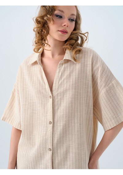 LOFT Regular Fit Kadın Gömlek K.kol Bej