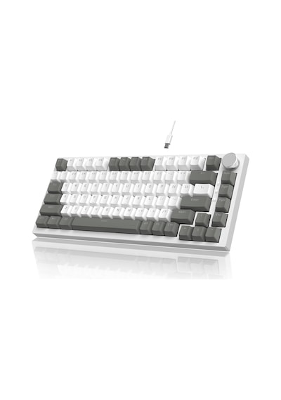 Beyaz Işıklı Hot Swap Kablolu Mekanik Oyun Klavyesi Ajazz Ak820 Gri Beyaz - Kırmızı Switch