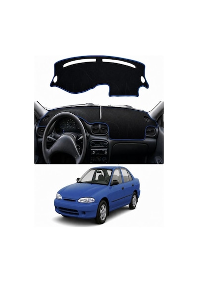 Hyundai - Accent Yumurta Kasa 1994-2000 Uyumlu Torpido Koruma Kılıfı - Mavi Şeritli