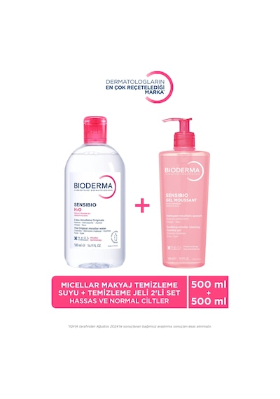 Hassas Ve Normal Ciltler 500 Ml H2o Micellar Makyaj Temizleme Suyu & 500 Ml Temizleme Jeli 2'li Set