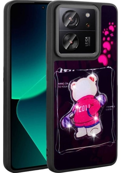 Xiaomi Mi 13t Pro Kılıf Parlayan Kabartmalı İkonik Figürlü Zore Amas Silikon Kapak Siyah
