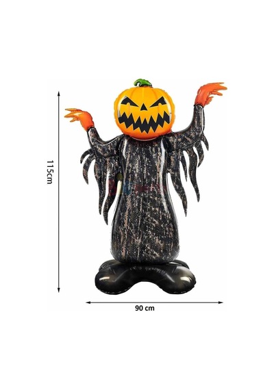 Halloween Ayaklı Balkabağı Korkuluk Folyo Balon 115x90 Cm