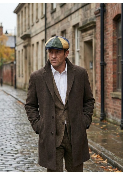 Emybox Erkek Kaşe 8 Köşe Kasket Şapka Klasik Retro- Peaky Blinders Tarzı Lastikli Standart Beden O