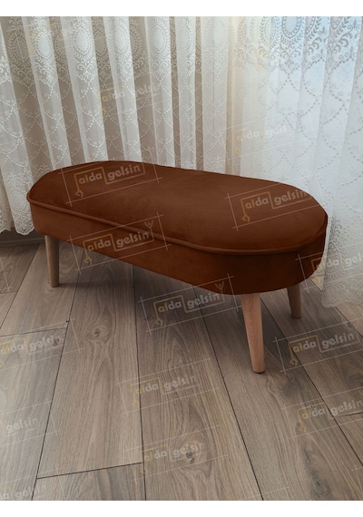 Ultra Lüks Oval Parrot Puf Ahşap Ayak Karışık
