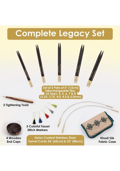 Lantern Moon Interchangeable Needle Set 5"-legacy Sizes 3/3.25mm To 8/5mm -lm350302
