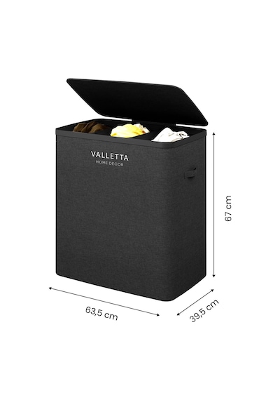 Paloma 120l Üç Yıkanabilir Bölmeli Katlanabilir Kumaş Kirli Çamaşır Sepeti Ink Black Xl Diğer
