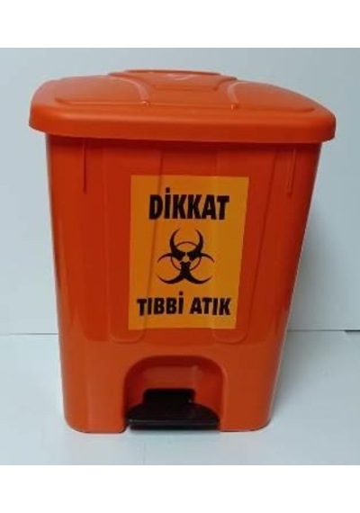 Tıbbi Atık Kovası 25 Lt Köşeli Pedallı