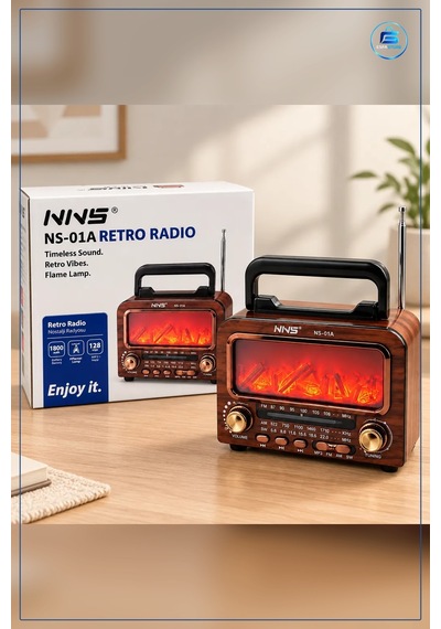 Nostaljik Radyo Şömineli Retro Hoparlör Bluetooth Am Fm Sw Usb Ty
