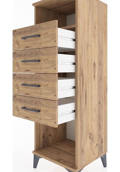 Hyperion Dolap Tek Raflı 4 Çekmeceli 44x44x134 Çam-çam Atlas Çam