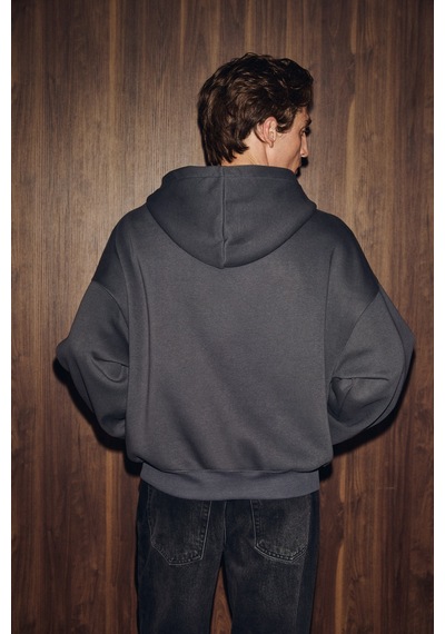 Grımelange Songulo Erkek Fermuarlı Kapüşonlu Gri Sweatshirt