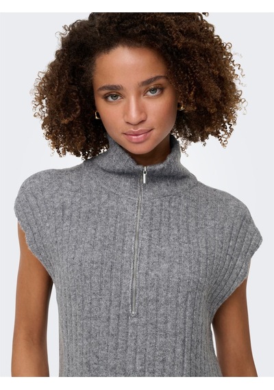 Only Onljeanett Lıfe Sl Rıb Hıghneck Cc Knt Kadın Gray Kazak - 15350359 Gri