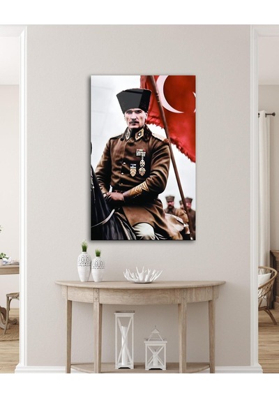 Atatürk Portre Ve Türk Bayrağı Cam Tablo Modern Ev Ofis Salon Hediyelik Büyük Tablo Duvar Dekoru22