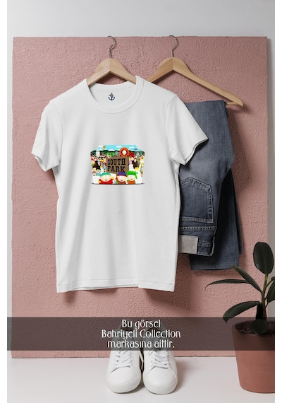 Oversize South Park Tasarımlı Unisex T-shirt Beyaz