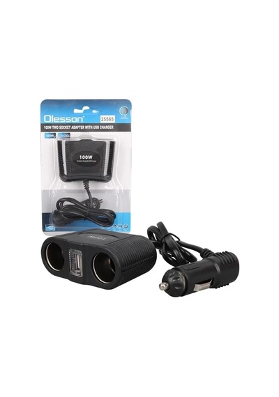 Hubrendy Sh Olesson 1645 12-24v Tek Usb Girişli 100w 70cm Kablolu 2'li Araç Çakmak Çoklayıcı