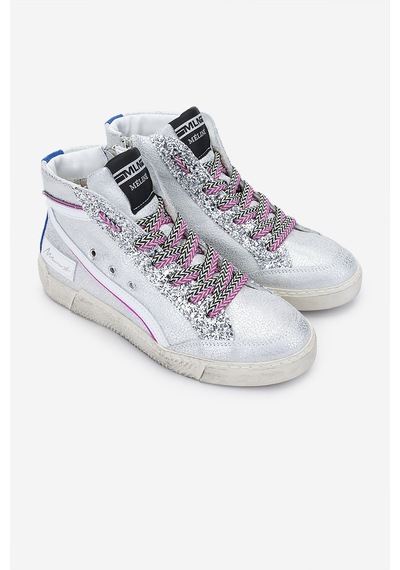 Méliné Kadın Hakiki Deri Sneakers & Spor Bot 1117 321 Nkc Bn Bot Y25 Crack Lam Gümüş