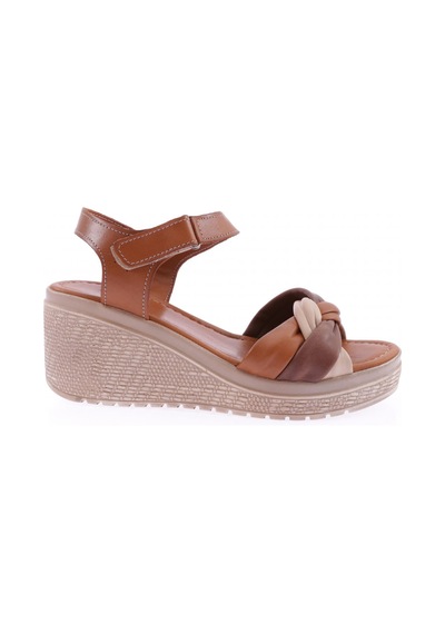 Dgn 3024 Kadin Dolgu Taban Çapraz Bantli Sandalet Taba Garni