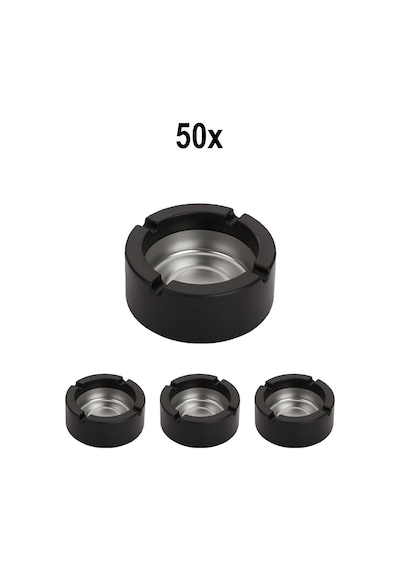 50 Adet Çelik 9 Cm Siyah Kafe Restaurant Lokanta Yuvarlak Kül Tablası Küllük