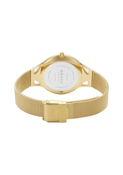 Obaku Denmark V302lxgwmg Quartz Çelik Hasır Altın Rengi Beyaz Kadran Safir Cam 32 Mm Kadın Kol Saati Altın