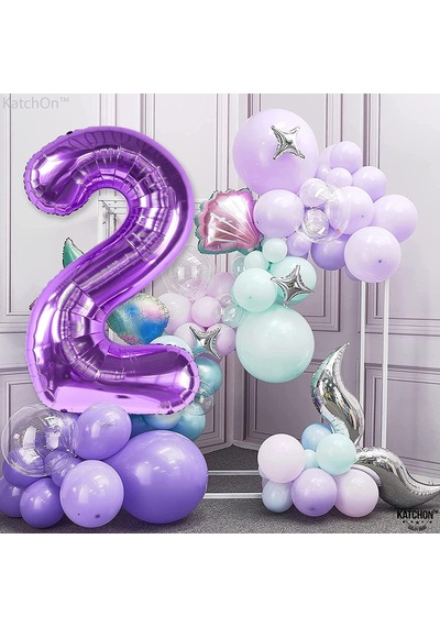 2 İki Rakam Mor Folyo Balon 32"-34" Inc 80 cm