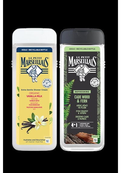Le Petit Marseillais Men Ardıç Ağacı & Füjer + Vanilya Sütü & Ada Limonu Duş Jeli 2 x 400 ML