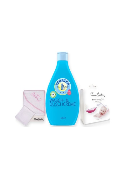 İlk Banyo Seti 3 Parça: Penaten Şampuan + Küvet Filesi + Kundak Havlu - Pembe