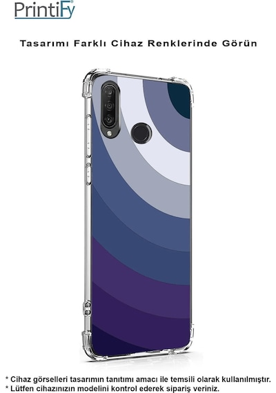 Huawei P20 Lite Uyumlu Köşe Korumalı Renk Cümbüşü E Tasarımlı Şeffaf Silikon Kılıf