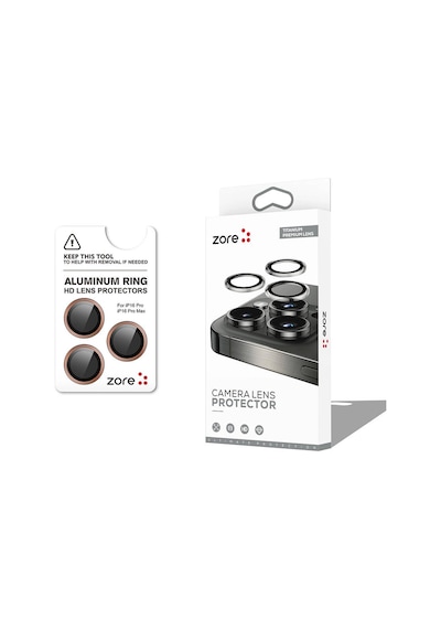 Apple iPhone Uyumlu 16 Pro Max Zore Cl-12 Premium Safir Parmak İzi Bırakmayan Anti-reflective Kamera Lens K Çöl Titanyum