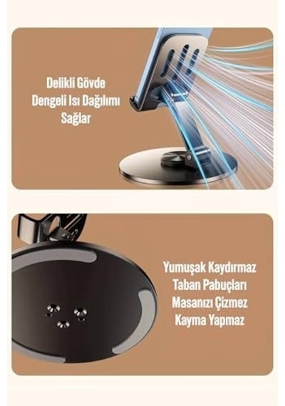 Telvesse Yüksek Kalite Metal Katlanabilir 360 Dönen Ayarlı Telefon Tutucu Masaüstü Telefon Tablet Standı S013