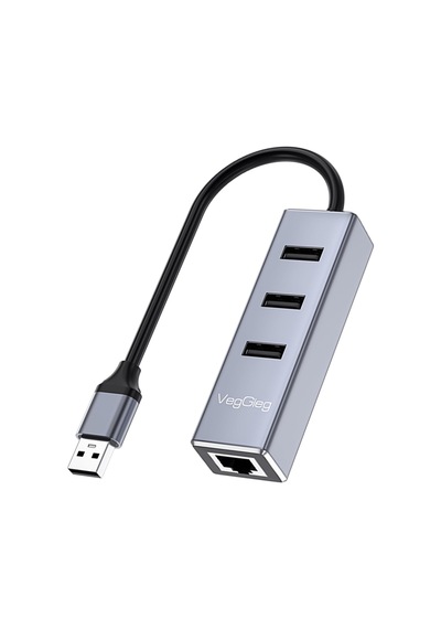 Lexroo Usb 2.0 To 100mbps Ethernet Çevirici Ve 3 Portlu Usb Hub Çoklayıcı