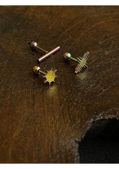 316 L Cerrahi Çelik Piercing Kıkırdak Helix Tragus Conch Figürlü Piercing Renkli