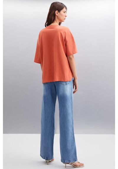 Grımelange Jemmy Kadın %100 Organik Pamuk Relaxed Fit Yırtmaçlı Yuvarlak Yakalı Kiremit Rengi T-shirt Kiremit Rengi Kiremit Grımelange Jemmy Kadın %100 Organik Pamuk Relaxed Fit Yırtmaçlı Yuvarlak Yakalı Kiremit Rengi T-shirt Kiremit Rengi Kiremit