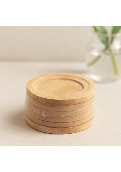 Bambu Ahşap Çay Tabağı 6'lı - 9.7 Cm Çr
