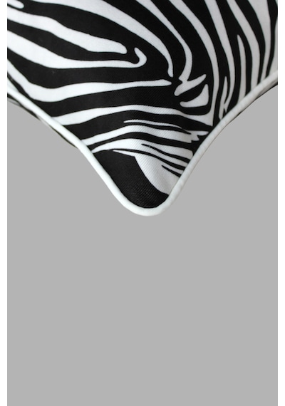 Kırlent Kılıfı Zebra Desenli 45x45 Raşel Örme Kadife Çift Taraflı Dijital Baskı Beyaz Biyeli Çok Renkli