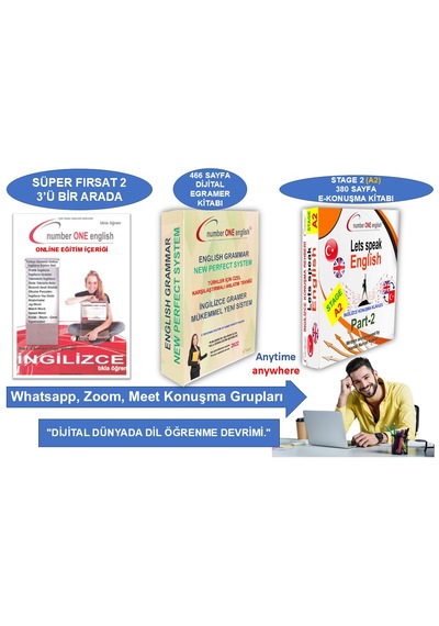 E - Gramer Kitabı + A2 - E Konuşma Rehberi - Online Eğitim + Konuşma Sınıfı