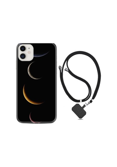 Apple iPhone Uyumlu Iphone 13 Kılıf Resimli Desenli Silikon Boyun Askılı Gezegenler 1901