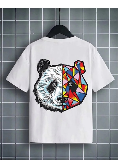 Barlashive Unisex Çocuk Baskılı T-shirt - Beyaz Çok Renkli