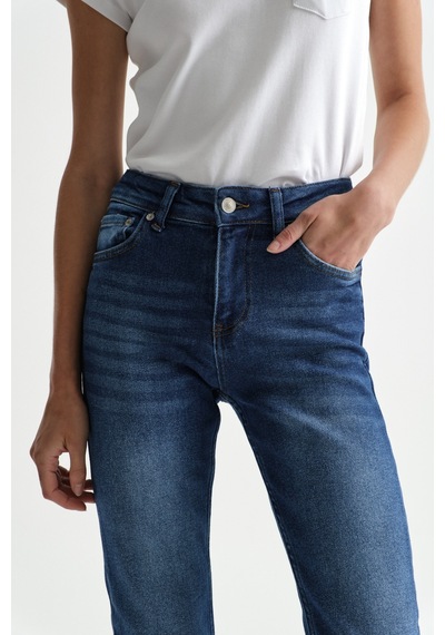 Açelyaokcu High Waist Flare Leg Full Length Stretch Jean Lacivert