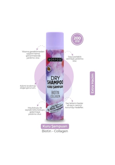Kuru Şampuan Biotin Collagen 200 Ml - Ekstra Hacim - Mrfs