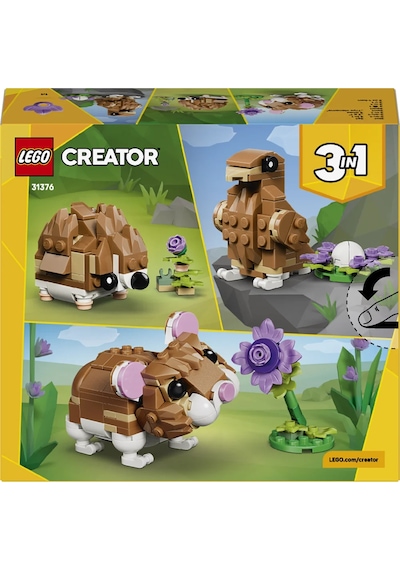 LEGO® Creator 3’ü 1 Arada Sevimli Hamster ile Çiçek 31376 – 7 Yaş ve Üzeri Çocuklar için Yaratıcı Oyuncak Yapım Seti (166 Parça)