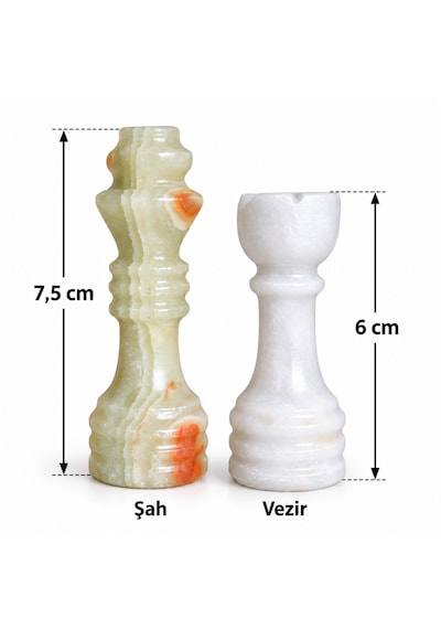 15 İnç Yeşil Oniks Doğal Taş Satranç Takımı 38x38 Cm Premium Özgün Hediye Kutulu