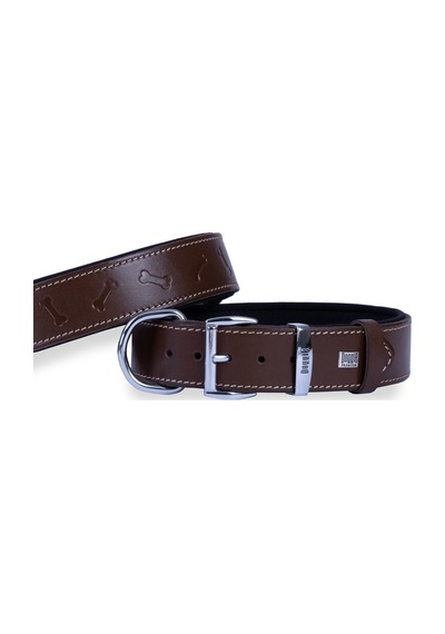 Doggie Deri Kemik Desenli Boyun Tasması S 4x47-55 CM Kahverengi