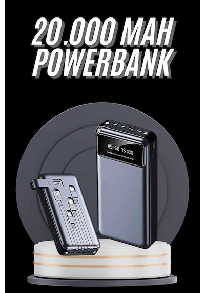 Hızlı Şarj Özellikli 20.000 Mah Dijital Göstergeli Usb Girişli Android Ve İos Uyumlu Powerbank Siyah 90057444