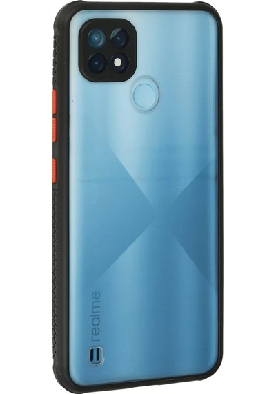 Newface Realme C21 Kılıf Miami Şeffaf Silikon - Siyah Şeffaf Siyah