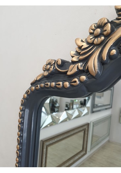 Ayna Denizi Princess Great Anthracite Gold Model Antrasit Altın Renk Dekoratif Boy Aynası Antrasit - Altın