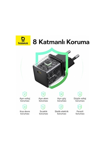 Palm 1c 30w Pd 3.0 Usb-c Hızlı Şarj Adaptörü Ve Type-c Kablo Siyah