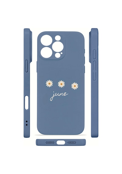 Apple iPhone Uyumlu 16 Pro Max Vorian İnce Kamera Korumalı Mika Kılıf June Daisy Blue June Daisy Blue Mika